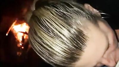 Chubby hot wife deepthroating and swallowing cum