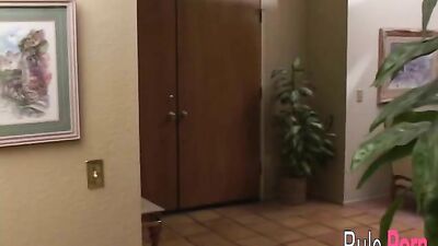 Misty Menendez fucks in the kitchen with cucumber.