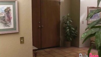 Misty Menendez fucking with cucumber in kitchen