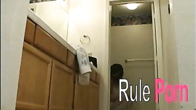 Melissa Ashly fucks her tight pussy in the bathroom