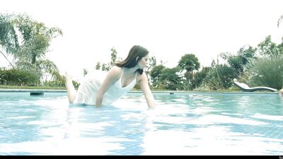 Babe gets fucked hard by her stepdad in the pool