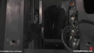 Squirting Blonde Fucks Sex squirts on a machine cock