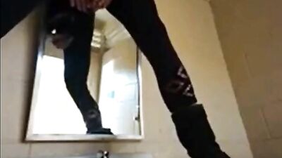 Squirting Public Dildo And fucks her pussy hard on public toilet