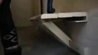 Squirting Public Dildo And fucks her pussy hard on public toilet
