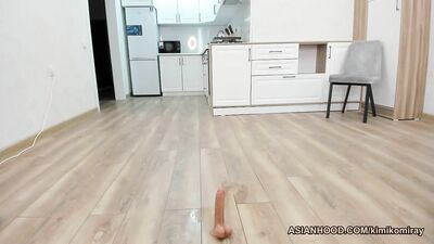 Squirting Riding Dildo And cums on floor