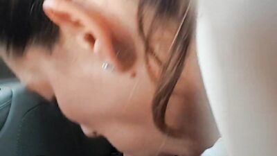 Pretty MILF Swallows Cum in the Car