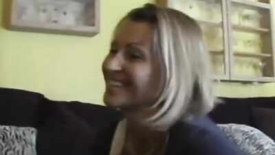 Gorgeous Blonde Wife with Nice Boobs Sucking Husband's Cock