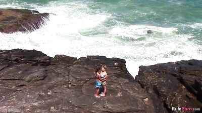 Gorgeous Anetta Keys in Hot Lesbo Scene on the Sea Coast