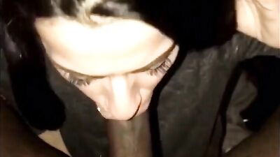 Sexy Brunette Sucking and Riding a Giant Black Cock