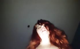 Redhead babe with big tits riding dick