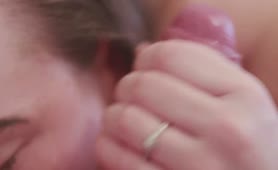 Seductive eye contact blowjob and cum in mouth