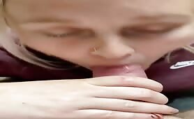 Sexy blonde swallowing every drop-sexy