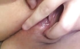 Horny wife fingering her squirting pussy 